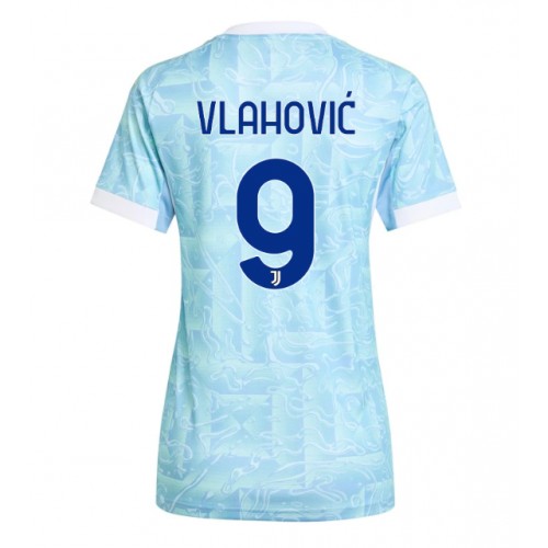 Stroje piłkarskie Juventus Dusan Vlahovic #9 Koszulka Wyjazdowej dla damskie 2025-26 Krótki Rękaw